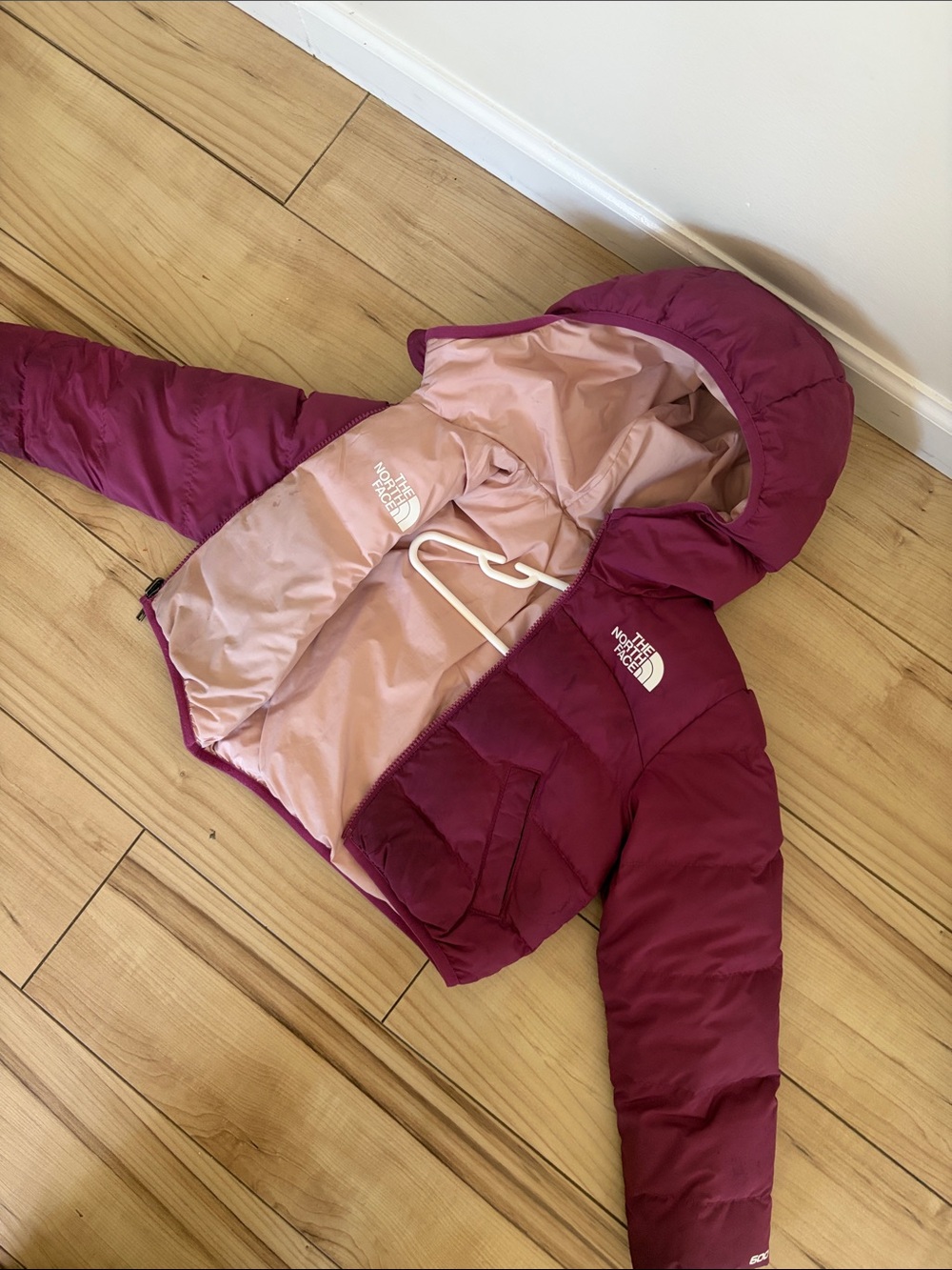 The North Face Two-Tone Pink & Maroon Puffer Jacket